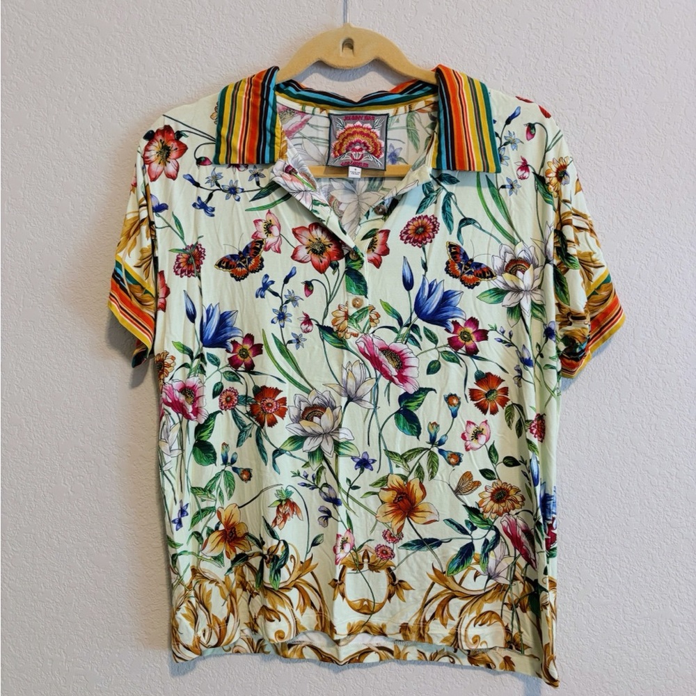 Johnny Was Felix Short Sleeve Polo Tee - Picture 5 of 5